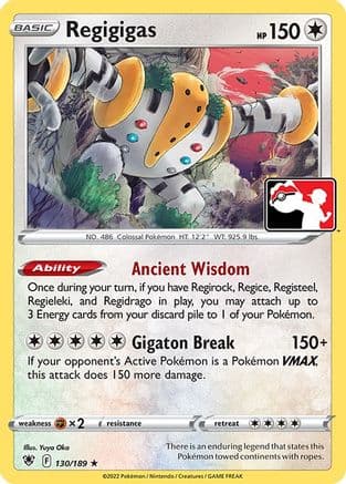 Regigigas - 130/189 — Prize Pack Series Cards Pokémon TCG card by Yuya Oka