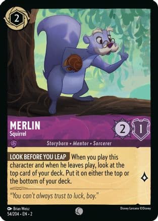 Merlin - Squirrel — Rise of the Floodborn Disney Lorcana card by Brian Weisz