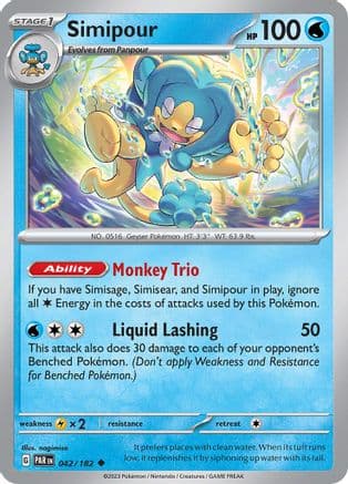 Simipour — SV04: Paradox Rift Pokémon TCG card by nagimiso