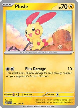 Plusle - 060/182 — SV04: Paradox Rift Pokémon TCG card by Sekio