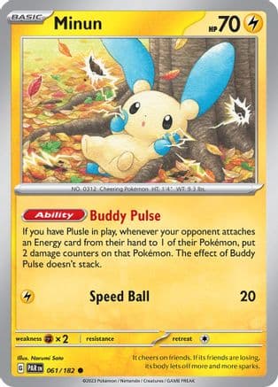 Minun - 061/182 — SV04: Paradox Rift Pokémon TCG card by Narumi Sato