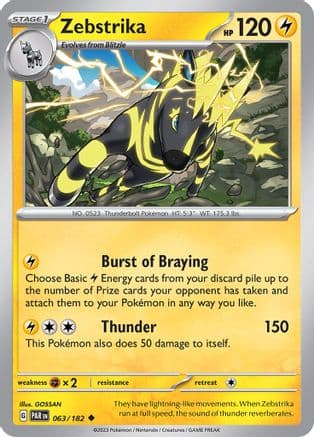 Zebstrika — SV04: Paradox Rift Pokémon TCG card by GOSSAN
