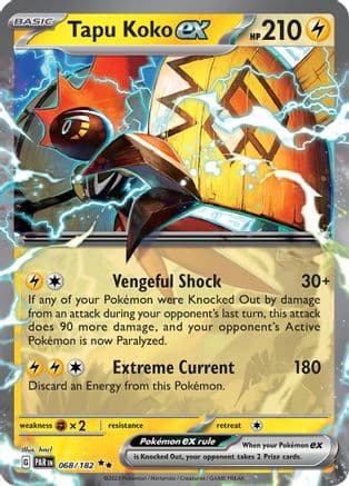Tapu Koko ex - 068/182 — SV04: Paradox Rift Pokémon TCG card by hncl