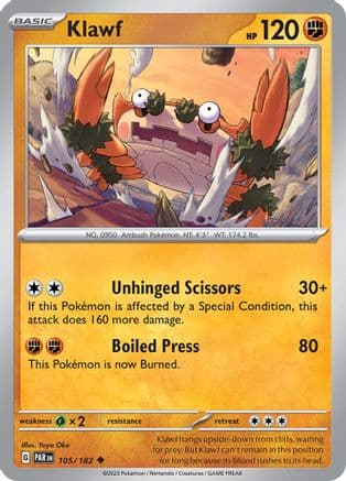 Klawf — SV04: Paradox Rift Pokémon TCG card by Yuya Oka