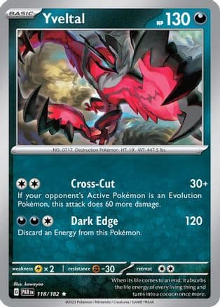 Yveltal - 118/182 — SV04: Paradox Rift Pokémon TCG card by kawayoo