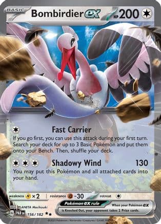 Bombirdier ex — SV04: Paradox Rift Pokémon TCG card by PLANETA Mochizuki