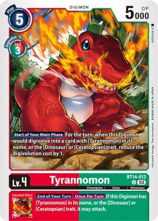 Tyrannomon — Blast Ace Digimon Card Game card by GOSSAN