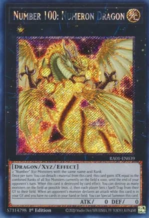 Number 100: Numeron Dragon (Platinum Secret Rare) — 25th Anniversary Rarity Collection