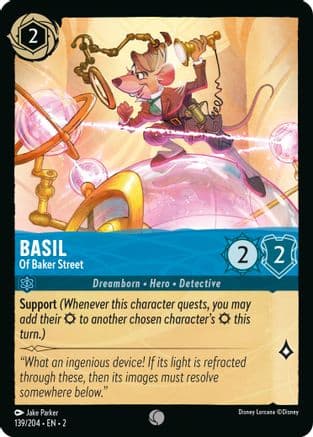 Basil - Of Baker Street — Rise of the Floodborn Disney Lorcana card by Jake Parker