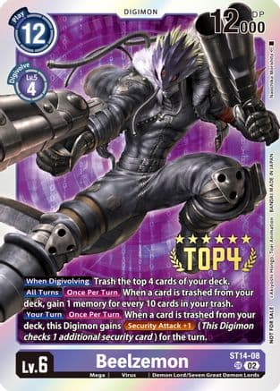 Beelzemon (Digimon 3-On-3 Top 4) — Digimon Card Game card