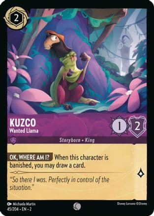 Kuzco - Wanted Llama — Rise of the Floodborn Disney Lorcana card by Michaela Martin