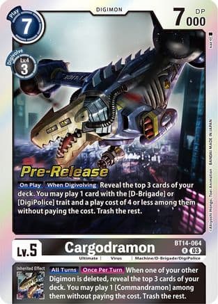 Cargodramon — Blast Ace Pre-Release Cards Digimon Card Game card by Akiyoshi Hongō, Toei Animation