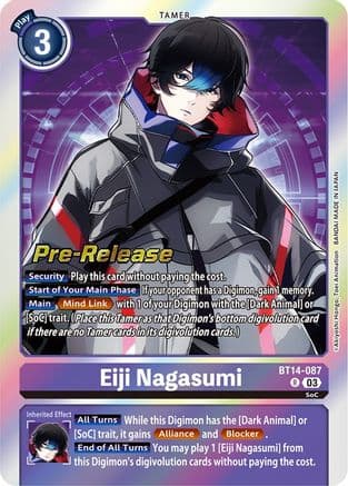Eiji Nagasumi — Blast Ace Pre-Release Cards Digimon Card Game card by Akiyoshi Hongo, Toei Animation
