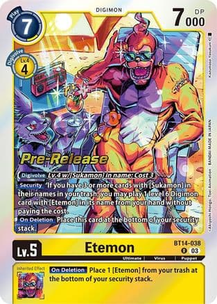 Etemon — Blast Ace Pre-Release Cards Digimon Card Game card by Akiyoshi Hongo, Toei Animation