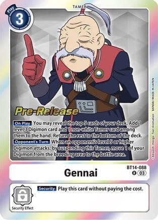 Gennai — Blast Ace Pre-Release Cards Digimon Card Game card by Akiyoshi Hongo, Toei Animation
