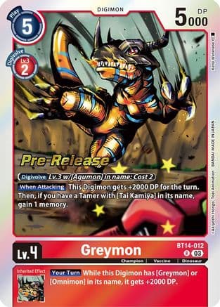 Greymon — Blast Ace Pre-Release Cards Digimon Card Game card by Kenji Watanabe