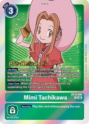 Mimi Tachikawa — Blast Ace Pre-Release Cards Digimon Card Game card by Akiyoshi Hongo, Toei Animation, BANDAI MADE IN JAPAN