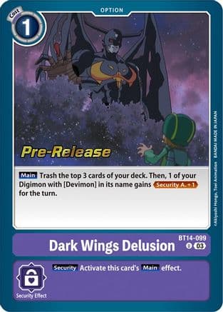 Dark Wings Delusion — Blast Ace Pre-Release Cards Digimon Card Game card by Akiyoshi Hongo, Toei Animation