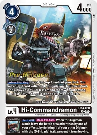 Hi-Commandramon — Blast Ace Pre-Release Cards Digimon Card Game card by Akiyoshi Hongō, Toei Animation