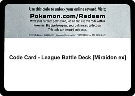 Code Card - League Battle Deck [Miraidon ex] — Miscellaneous Cards & Products