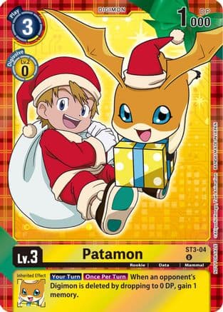 Patamon (Winter Holiday 2023) — Starter Deck 03: Heaven's Yellow Digimon Card Game card by Akiyoshi Hongo, Toei Animation, BANDAI MADE IN JAPAN