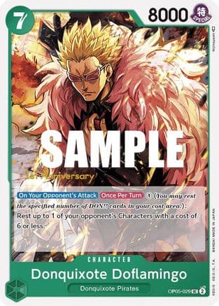 Donquixote Doflamingo (029) — Awakening of the New Era: 1st Anniversary Tournament Cards One Piece Card Game card by Nijihayashi
