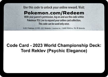 Code Card - 2023 World Championship Deck: Tord Reklev (Psychic Elegance) — World Championship Decks