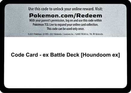 Code Card - ex Battle Deck [Houndoom ex] — Miscellaneous Cards & Products