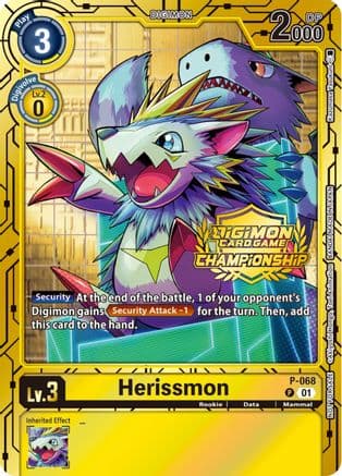 Herissmon - P-068 (Championship 2023 Gold Card Set) — Digimon Promotion Cards