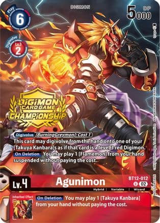 Agunimon (Championship 2023 Tamers Pack) — Across Time Digimon Card Game card by Akiyoshi Honga, Toei Animation