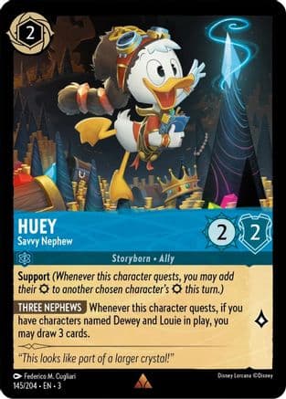 Huey - Savvy Nephew — Into the Inklands Disney Lorcana card by Federico M. Cugliari