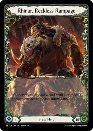 Rhinar, Reckless Rampage — Heavy Hitters Flesh and Blood card by Winona Nelson