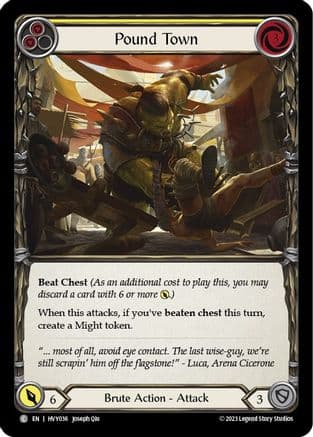 Pound Town (Yellow) — Heavy Hitters Flesh and Blood card by Joseph Qiu