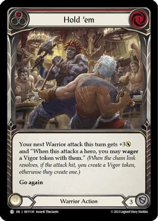 Hold 'em (Red) — Heavy Hitters Flesh and Blood card by Isuardi Therianto