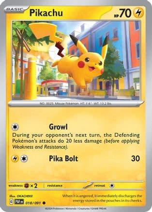 Pikachu - 018/091 — SV: Paldean Fates Pokémon TCG card by OKACHEKE