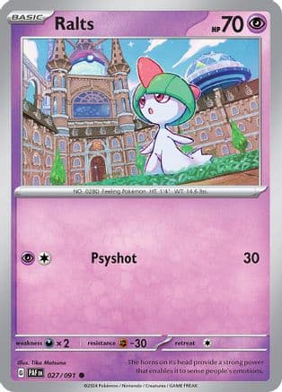 Ralts - 027/091 — SV: Paldean Fates Pokémon TCG card by Tika Matsuno