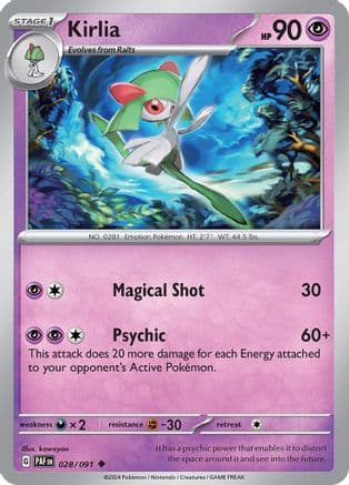 Kirlia - 028/091 — SV: Paldean Fates Pokémon TCG card by kawayoo