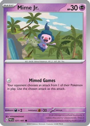 Mime Jr. - 031/091 — SV: Paldean Fates Pokémon TCG card by HYOGONOSUKE