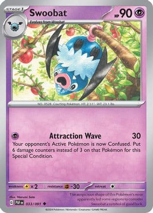 Swoobat — SV: Paldean Fates Pokémon TCG card by Narumi Sato