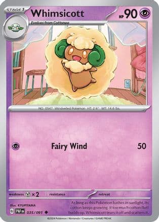 Whimsicott — SV: Paldean Fates Pokémon TCG card by KYUPIYAMA