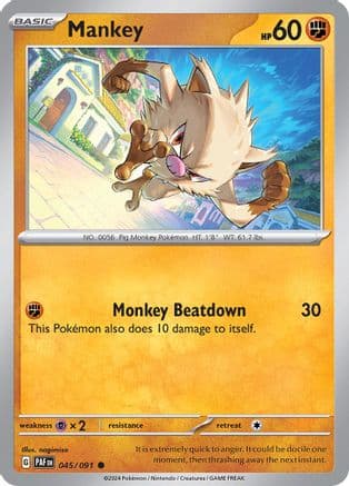 Mankey - 045/091 — SV: Paldean Fates Pokémon TCG card by nagimiso