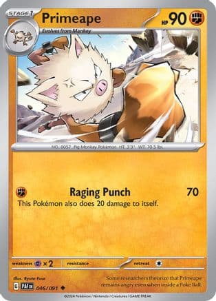 Primeape - 046/091 — SV: Paldean Fates Pokémon TCG card by Ryuta Fuse