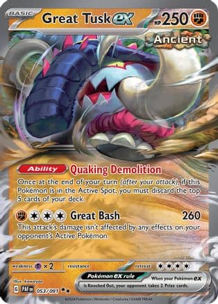 Great Tusk ex — SV: Paldean Fates Pokémon TCG card by kawayoo