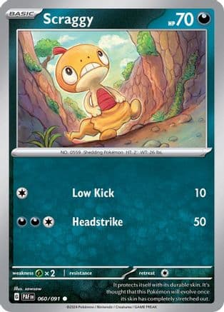 Scraggy — SV: Paldean Fates Pokémon TCG card by sowsow
