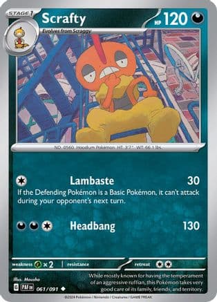 Scrafty — SV: Paldean Fates Pokémon TCG card by Mousho