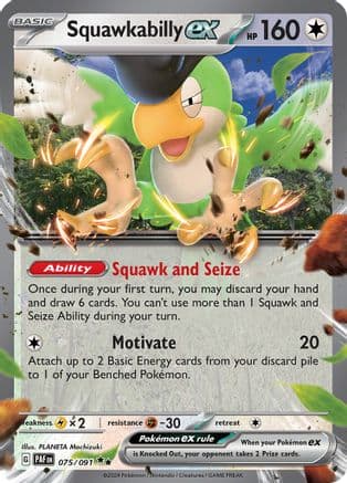 Squawkabilly ex - 075/091 — SV: Paldean Fates Pokémon TCG card by PLANETA Mochizuki