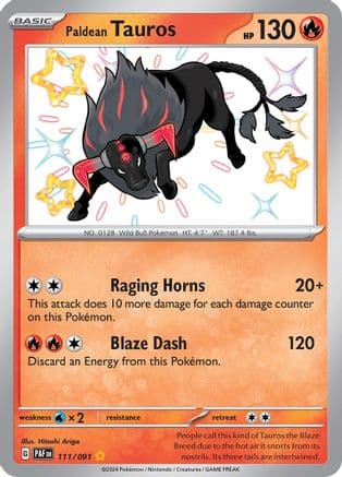Paldean Tauros - 111/091 — SV: Paldean Fates Pokémon TCG card by Hitoshi Ariga