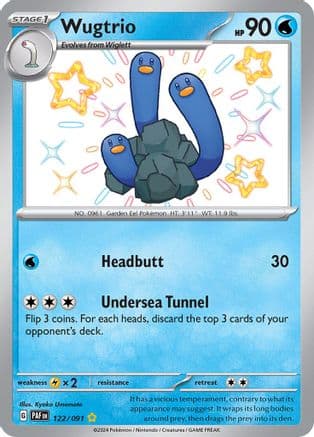 Wugtrio - 122/091 — SV: Paldean Fates Pokémon TCG card by Kyoko Umemoto