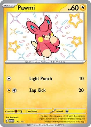 Pawmi - 142/091 — SV: Paldean Fates Pokémon TCG card by kurumitsu