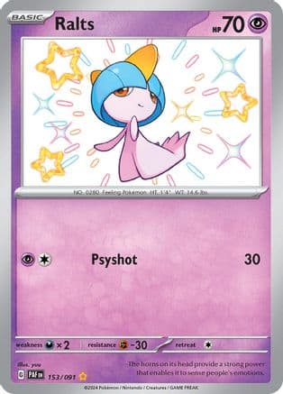 Ralts - 153/091 — SV: Paldean Fates Pokémon TCG card by yuu
